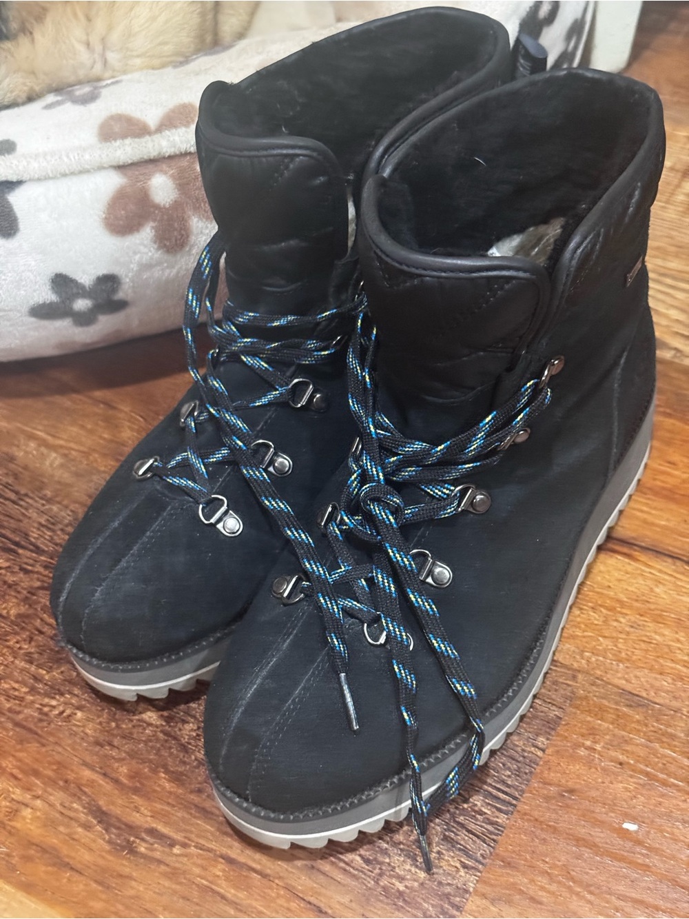 UGG women’s Black Boots with Blue-Trim Laces
